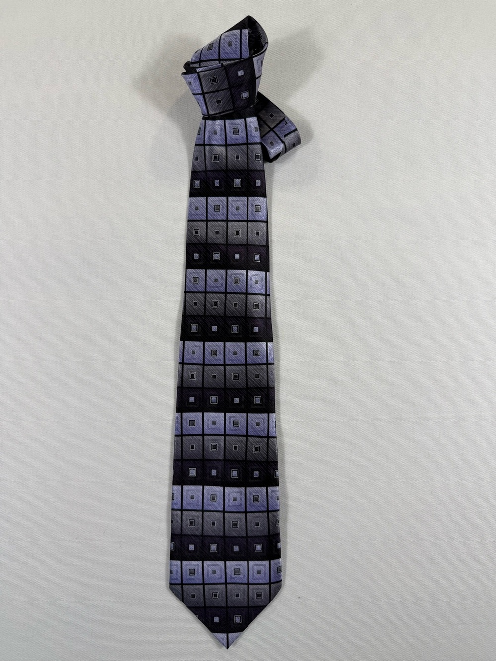 Men's Black and Lavender Checked Silk-Blend Tie